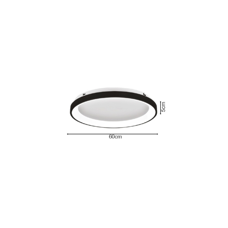 Inlight Πλαφονιέρα οροφής LED 28W 3CCT από μαύρο μέταλλο και ακρυλικό D:60x5cm (42044-B-Black)