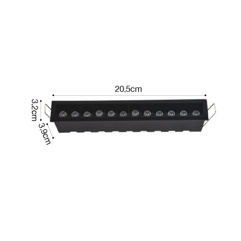 Inlight Downlight σποτ 12*3W 3CCT σε μα΄΄΄΄ύρη απόχρωση (X00210B)