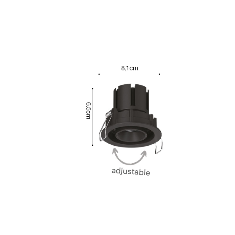 Inlight Downlight σποτ 7W 3CCT σε μαύρη απόχρωση (X00230B)