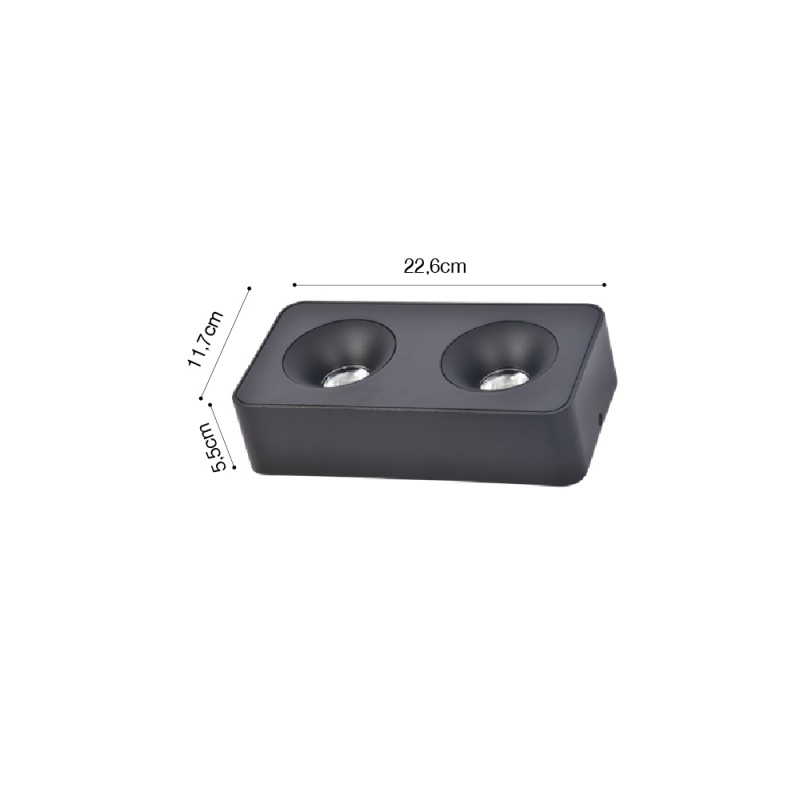 InLight Downlight Mounted σποτ 2*8W 3CCT σε μαύρη απόχρωση (X00270B)