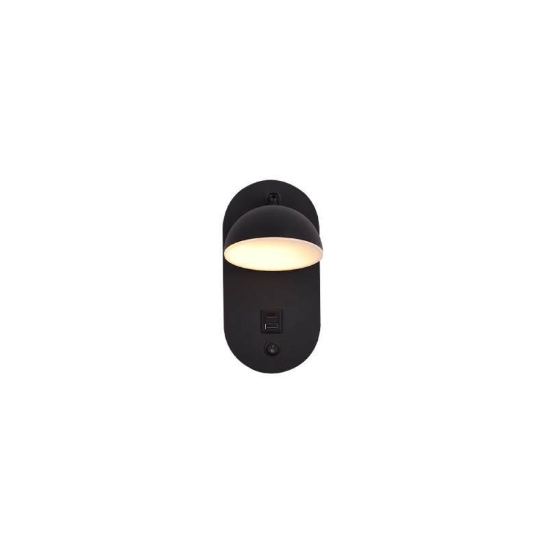 Inlight Επιτοίχιο φωτιστικό LED 7W 3000K από μαύρο μέταλλο D:22x14cm (43062)