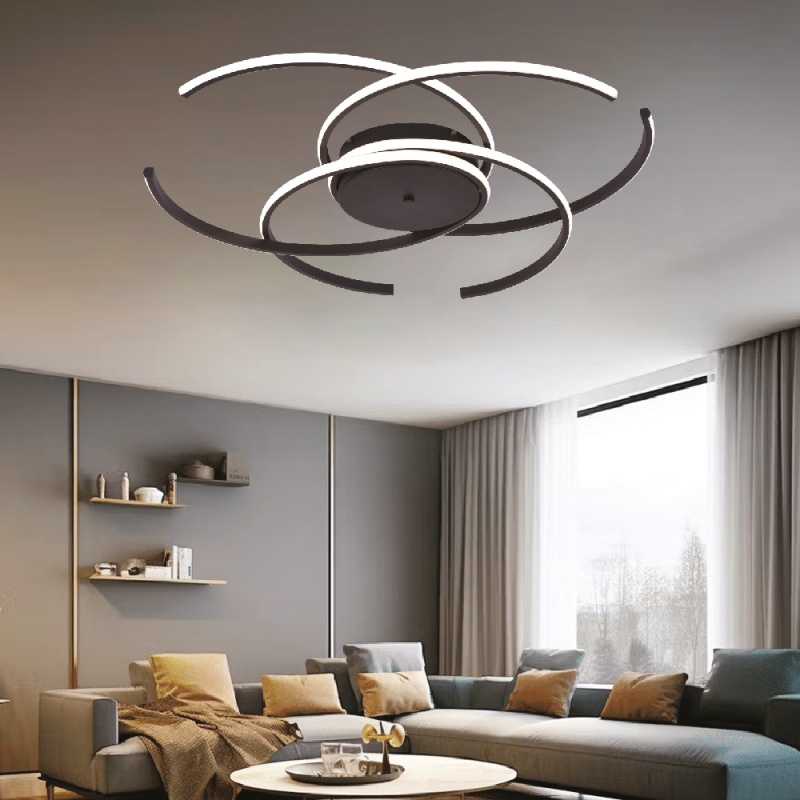 Inlight Πλαφονιέρα οροφής LED 100W 3CCT σε μαύρη απόχρωση D:95cm (6111-A)