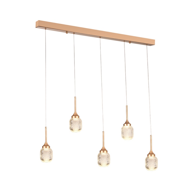 Inlight Κρεμαστό φωτιστικό LED 5*10W από χρυσαφί μέταλλο και ακρυλικό D:60x200cm (4077R-5-Golden)