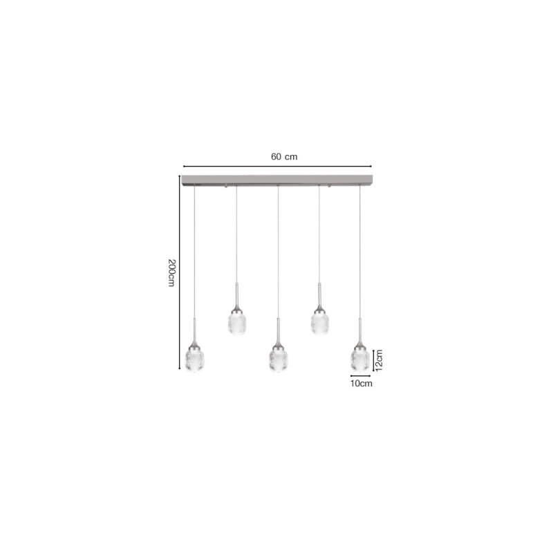Inlight Κρεμαστό φωτιστικό LED 5*10W από χρυσαφί μέταλλο και ακρυλικό D:60x200cm (4077R-5-Golden)