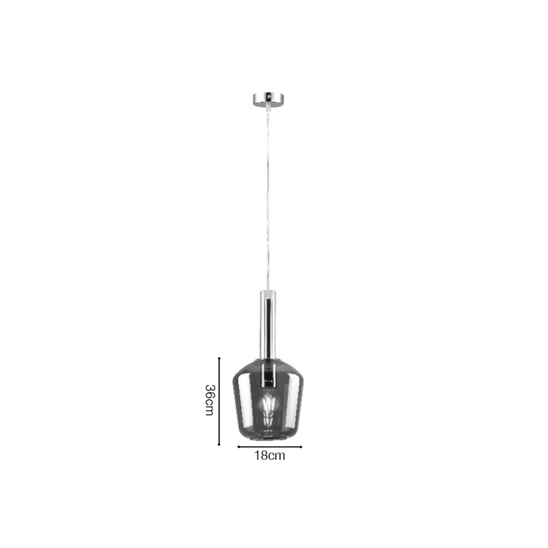 Inlight Κρεμαστό φωτιστικό από φιμέ γυαλί 1XE27 D:18x36cm (4079)