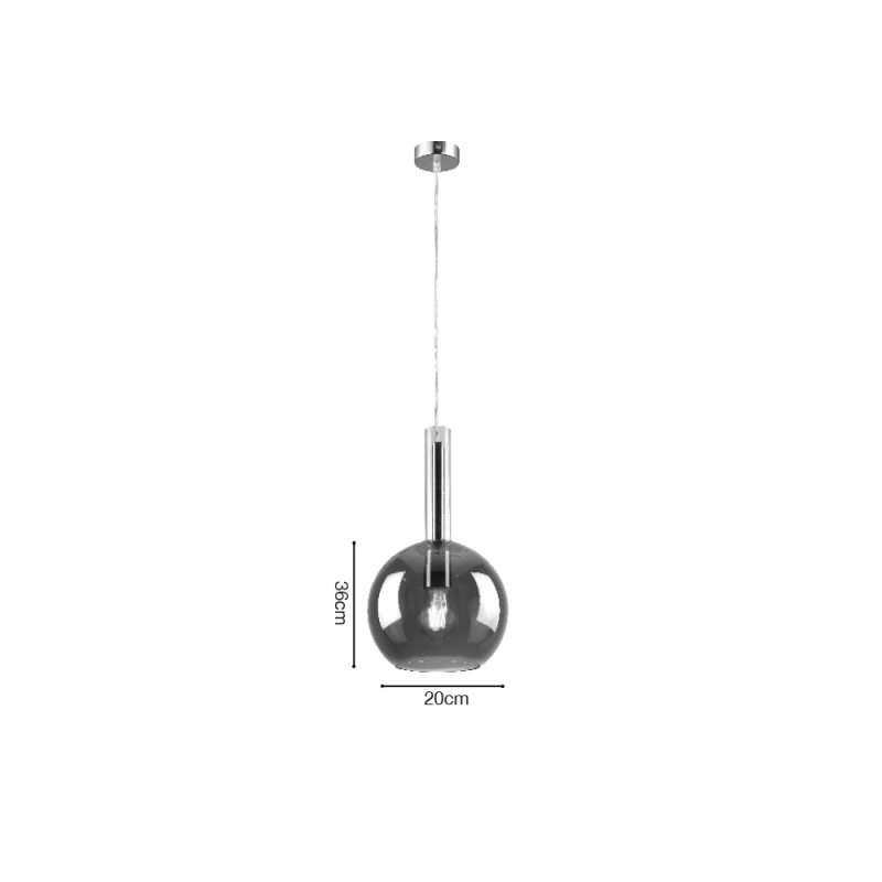 Inlight Κρεμαστό φωτιστικό από φιμέ γυαλί 1XE27 D:20x36cm (4080)