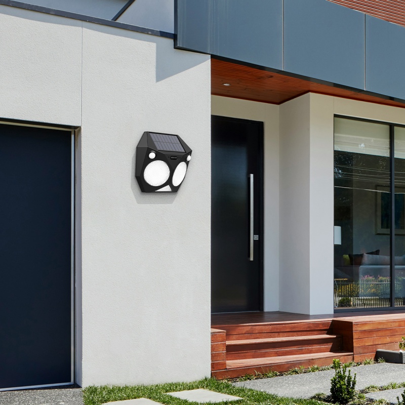 it-Lighting Tortoise LED 6W 3000K Solar Outdoor Wall Lamp Black D:160x160x60mm (80207211S)