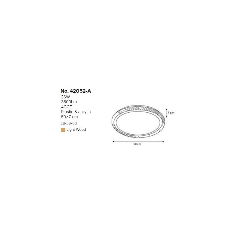 InLight Πλαφονιέρα οροφής από φυσικό ξύλο, 36W 4CCT αλουμίνιο (42052-A)