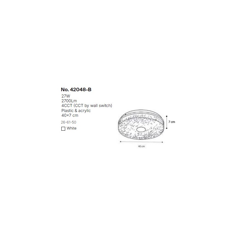 InLight Πλαφονιέρα οροφής LED 27W 4cct από λευκό ακρυλικό D:40cm (42048-B)