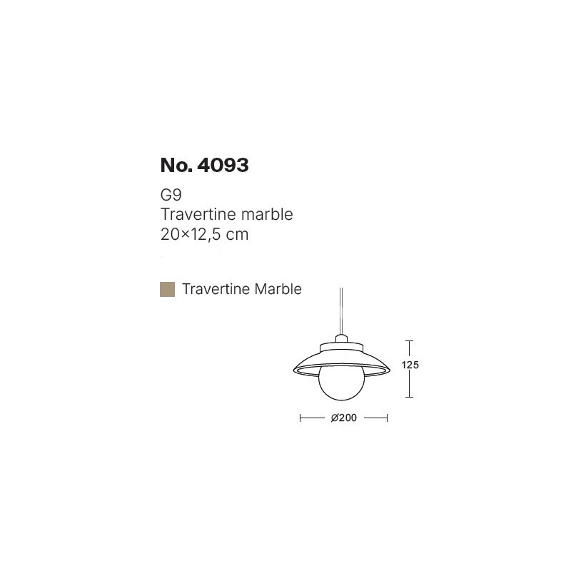 InLight Κρεμαστό φωτιστικό γκρι από travertine marble 1XG9 D:20 x 12.5cm (4093)