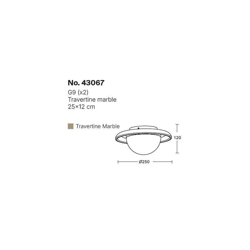 InLight Πλαφονιέρα οροφής γκρι από travertine marble 2XG9 D:25cm (43067)