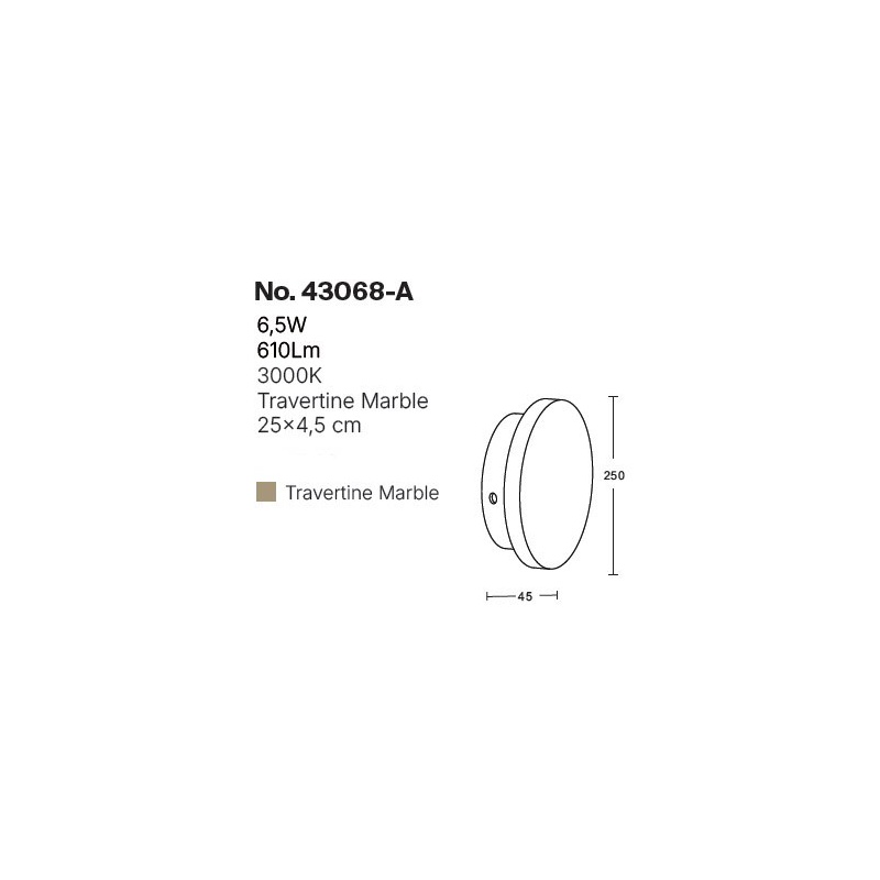 InLight Επιτοίχιο φωτιστικό γκρι από travertine marble LED 6.5W D:25cm (43068-A)