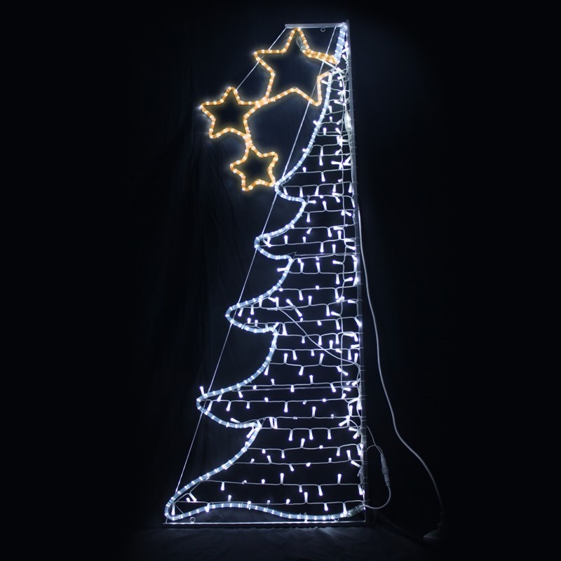 Φωτοσωλήνας Μονοκάναλος 7m & LED σε Σειρά 252 & 200 LED σε Σειρά Ψυχρά ΛΕΥΚΑ ΜΙΣΟ Δέντρο και Αστέρια ΚΙΤΡΙΝΑ με ANTAΠΤΟΡΑ 36VDC 