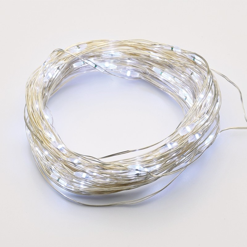 Λαμπάκια 300 LED 7.2W σε Σειρά Ψυχρό Λευκό Αντάπτορα 6VDC με 8 Προγράμματα & Ασημί Καλώδιο Χαλκού 3m IP44 30mm (X01300212)