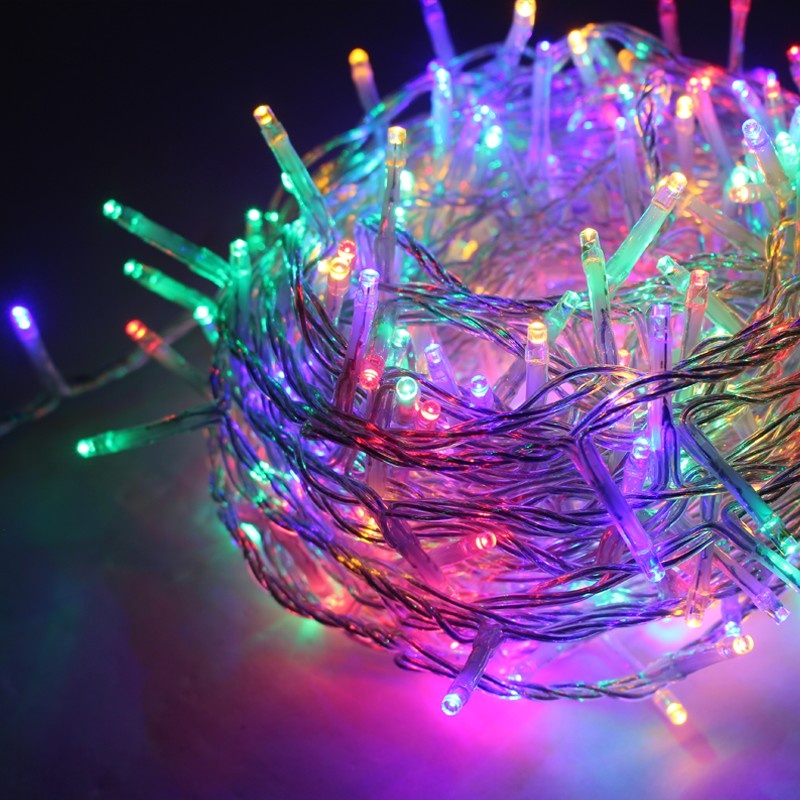 Λαμπάκια 300 LED σε Σειρά Πολύχρωμα Καουτσούκ Αντάπτορα 31VDC με Δυνατότητα Επέκτασης max 2 Set & Καλώδιο Διάφανο 3m IP44 50mm (