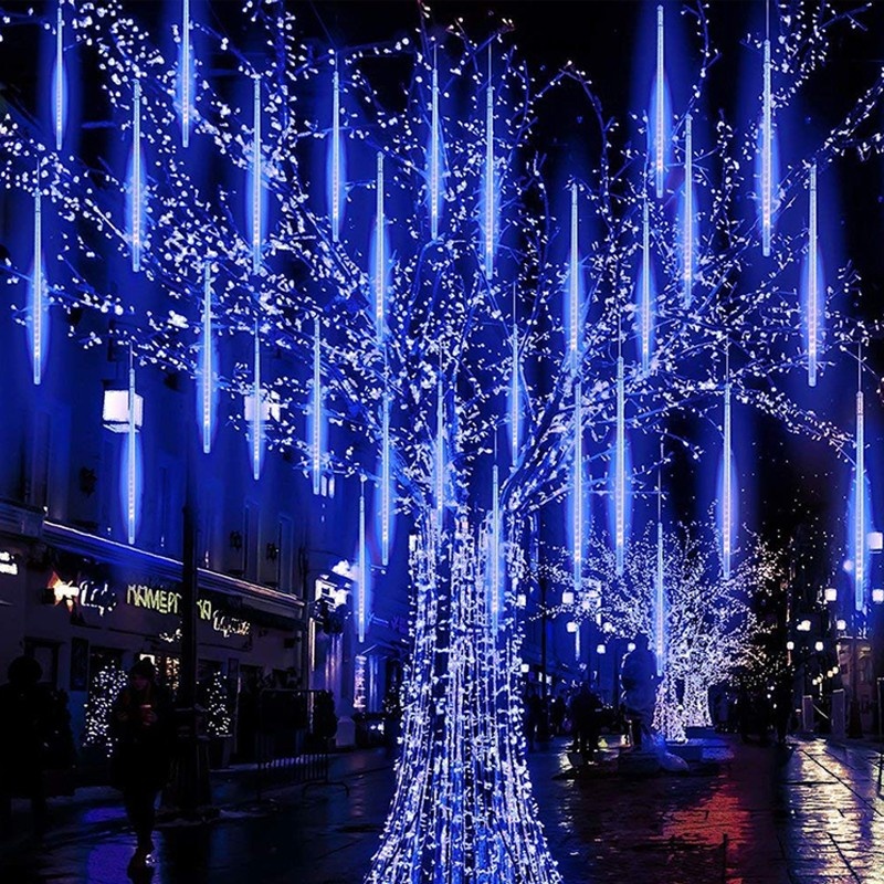 Χριστουγεννιάτικα Λαμπάκια ΜΕΤΕΩΡΙΤΗΣ 240 LED CW 30LX8DROPS Αντάπτορας 5V με Διάφανο Καλώδιο 3.2m+5m & Δυνατότητα Επέκτασης max 
