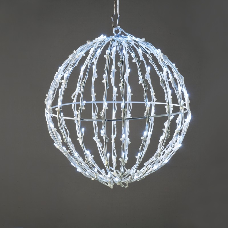 3D ΣΤΡΟΓΓΥΛΗ Μπάλα 150 LED σε Σειρά Σταθερά Ψυχρό Λευκό Αντάπτορα 4.5VDC με Καλώδιο Λευκό IP44 300X300x310mm (X081502413)