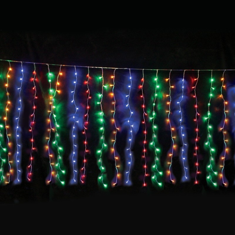 Λαμπάκια Κουρτίνα 360 LED 18x20 ΣΕΙΡΕΣ Πολύχρωμα με Προγράμματα & Αντάπτορα 31VDC Δυνατότητα Επέκτασης max 2 Set με Καλώδιο Διάφ