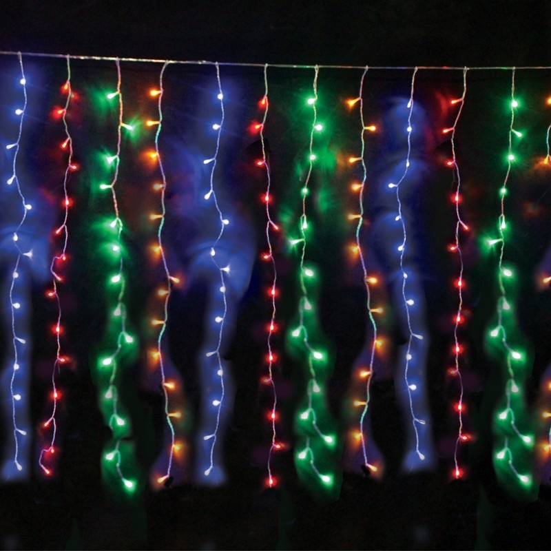 Λαμπάκια Κουρτίνα 360 LED 20x18 ΣΕΙΡΕΣ Πολύχρωμα Σταθερά με Αντάπτορα 24VDC & Δυνατότητα Επέκτασης max 4 Set ME Καλώδιο Διάφανο 