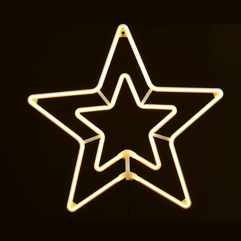 Αστέρια ΔΙΠΛΑ 300 LED NEON Φωτοσωλήνα 3m SMD Θερμό Λευκό Σταθερό με 1.5m Καλώδιο IP44 550mm (X083001415)