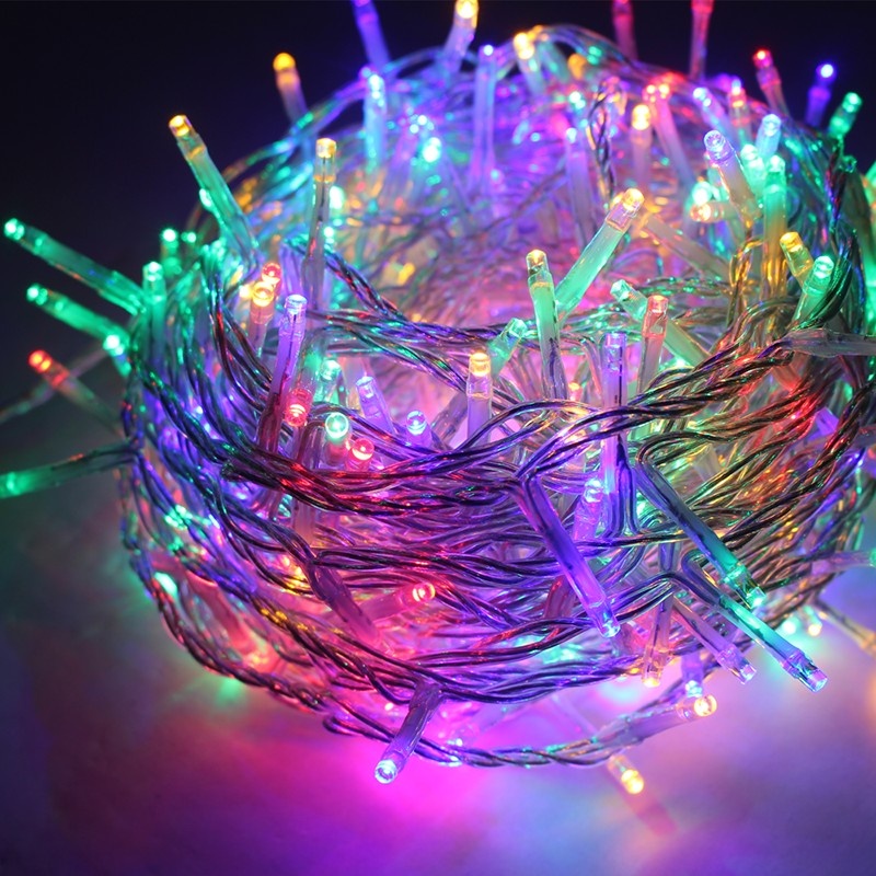 Λαμπάκια 50 LED σε Σειρά RGB Σταθερό Καουτσούκ με μπαταρίες 2xΑΑ & Καλώδιο Διάφανο 300mm IP20 4900mm (X0650312)