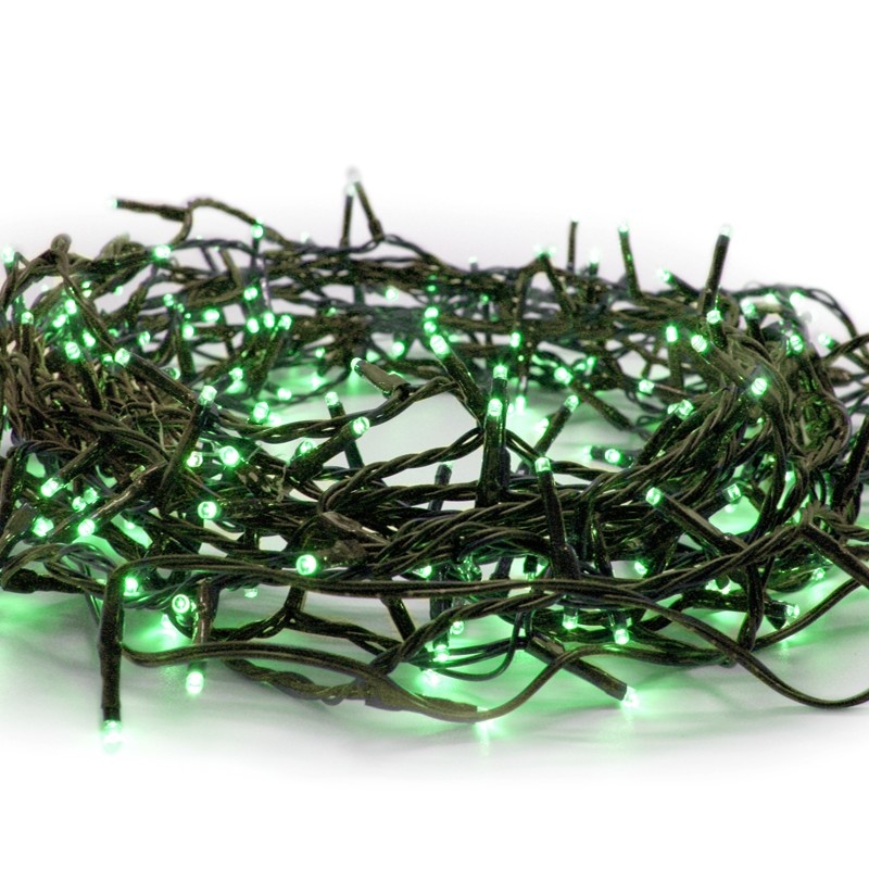 Λαμπάκια 300 LED σε Σειρά Πράσινα Καουτσούκ Αντάπτορα 31VDC με Δυνατότητα Επέκτασης max 2 Set & Καλώδιο Μαύρο 3m IP44 50mm (X083