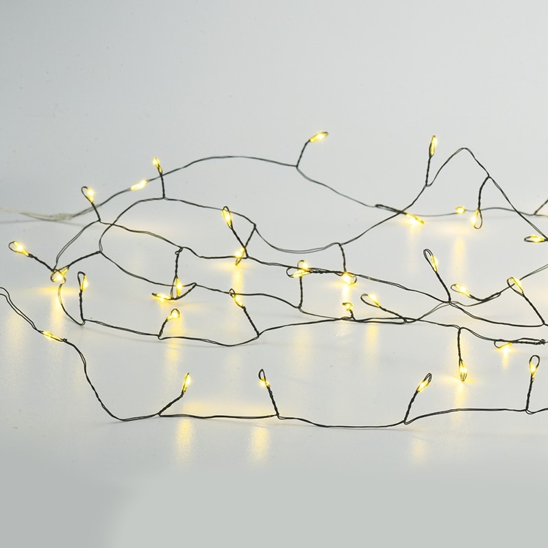 Λαμπάκια 50 LED 3W σε Σειρά Θερμό Λευκό μπαταρίες 3xΑΑ με Μαύρο Καλώδιο Χαλκού 2.5m IP20 300mm (X01501417)