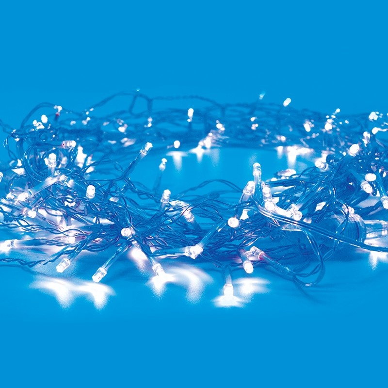 Λαμπάκια 20 LED σε Σειρά Σταθερά Μπλε μπαταρίες 2xΑΑ με Καλώδιο Διάφανο 30m IP20 1900mm (X0620612)