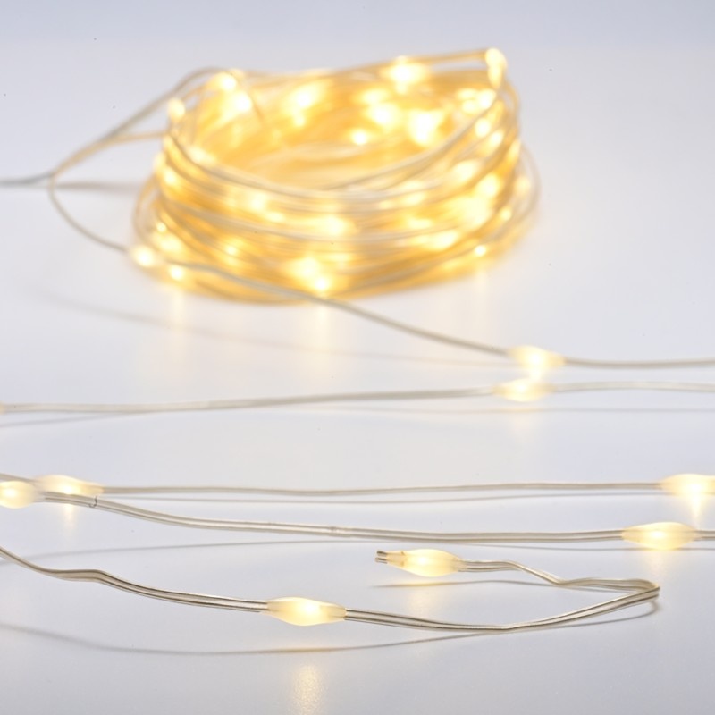 Λαμπάκια 100 LED SKIN LINE LAMP σε Σειρά Θερμό Λευκό Αντάπτορα 31VDC & μπαταρίες 2xΑΑ με 8 Προγράμματα & Καλώδιο Διάφανο 0.3m IP44 10m (X0410011261)