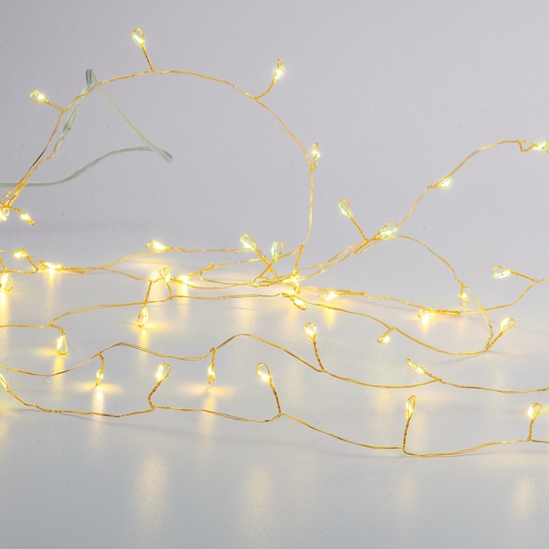 Λαμπάκια 300 LED σε Σειρά 6W Θερμό Λευκό Καουτσούκ ανά 3mm Αντάπτορα 31VDC με 8 Προγράμματα & Καλώδιο Χρυσό IP44 3mm (X063001377)