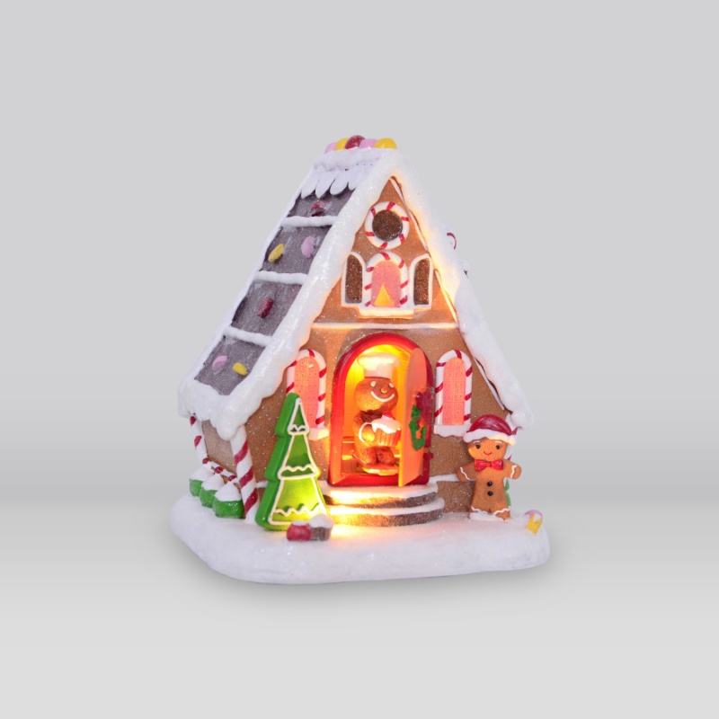 LED XMAS ΣΠΙΤΑΚΙ GINGERBREAD ΜΕ ΚΙΝΟΥΜΕΝΗ ΠΟΡΤΑ ΜΟΥΣΙΚΗ WW 4,5V 3,6W USB  (XCVHOUSE)