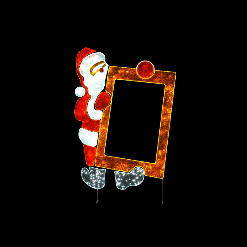 LED SANTA HOLDING PHOTO FRAME FLOOR MOTIF 1500 WW, WHITE&RED STEADY LED 48m ROPE LIGHTS 1,5m CABLE IP65 2770x2000x50mm (XSANTAFRAME)