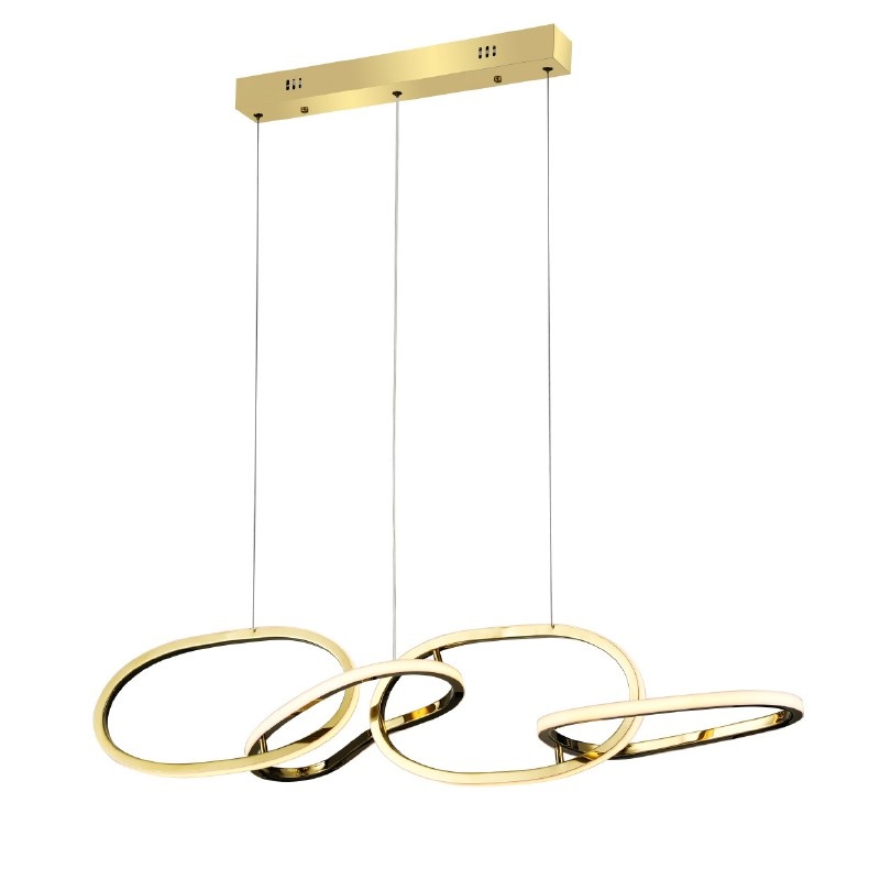Aca Κρεμαστό Φωτιστικό Led 60W 4800lm CCT IP20 Χρυσό ΑΤΣΑΛΙ + Ακρυλικό (HM88LEDP4GDCCT)