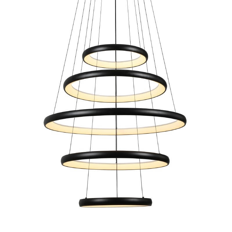 Aca HARMONY-Φωτιστικό Κρεμαστό Μαύρο ΑλουμίνιοΥ Led SMD 80W CCT 6400lm IP20 Φ800X1900mm (HM23LEDP5BKCCT)
