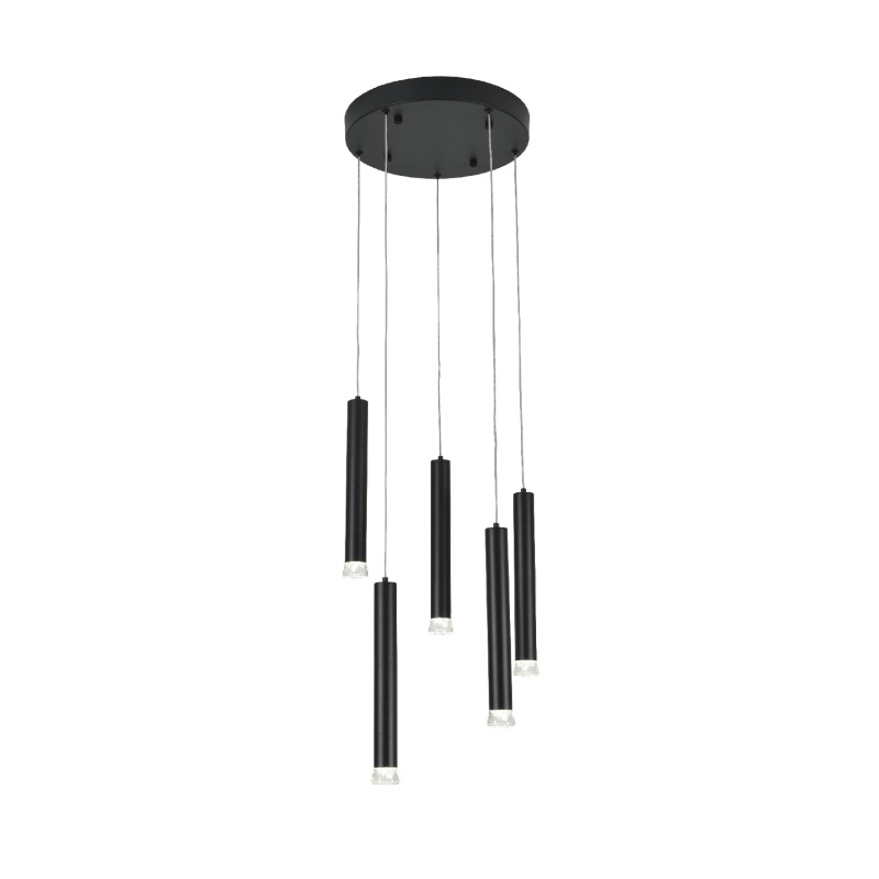 Aca Κρεμαστό Φωτιστικό Led KY011NC255BK RAPENZO Αμμώδες Μαύρο Αλουμίνιο 30W 2800K-3200K-4000K 1200lm IP20 Φ30ΜΜXH 300ΜΜX5PCS (KY