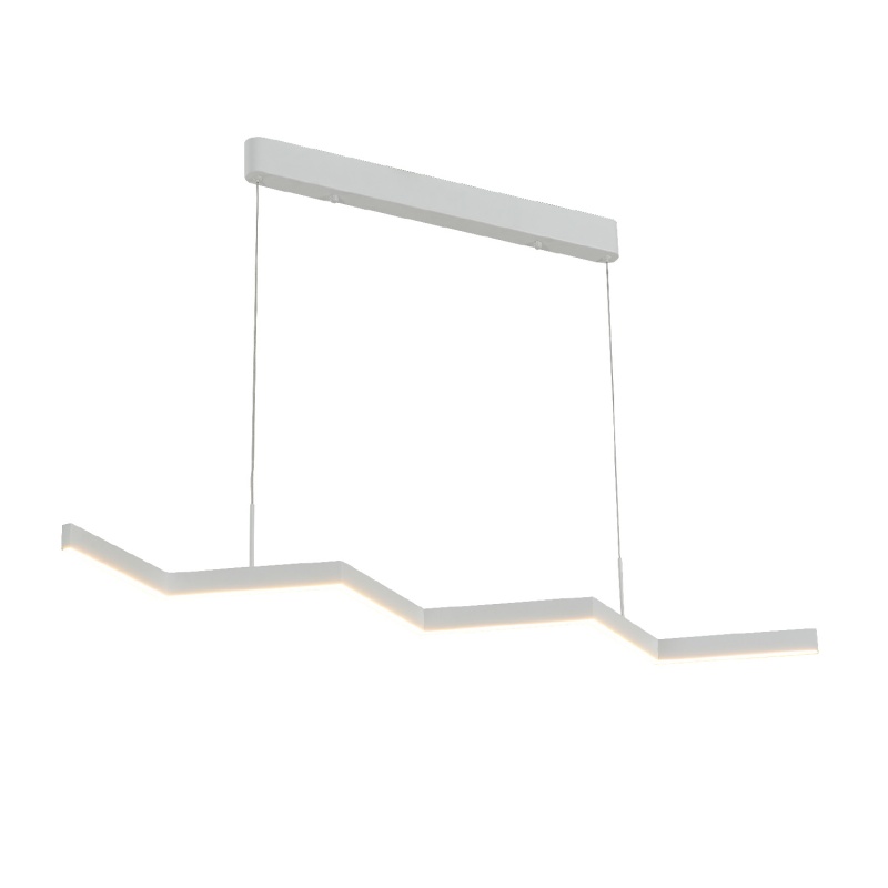 Aca Κρεμαστό Φωτιστικό Led KY011AD25WH ZIGZAG Αμμώδες Λευκό Αλουμίνιο + ΣΙΛΙΚΟΝΗ 30W 2800K-3200K-4000K 1200lm IP20 1200mm (KY011