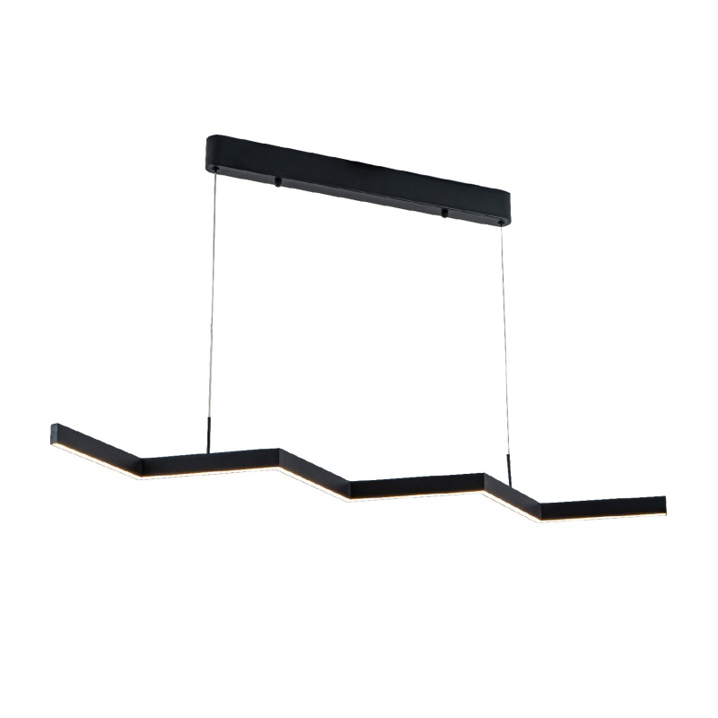Aca Κρεμαστό Φωτιστικό Led KY011AD25BK ZIGZAG Αμμώδες Μαύρο Αλουμίνιο + ΣΙΛΙΚΟΝΗ 30W 2800K-3200K-4000K 1200lm IP20 1200mm (KY011