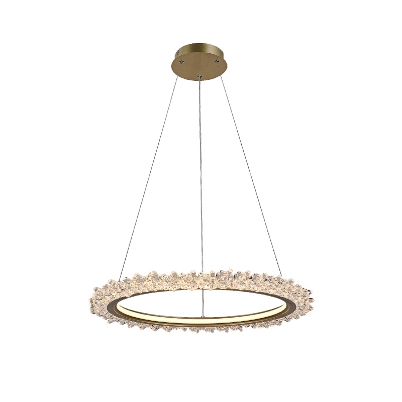 Aca Κρεμαστό Φωτιστικό HM251784GR Χρυσό Led 60W 2700K-3000K-4000K IP20 D60+D40XH120cm (HM251784GR)