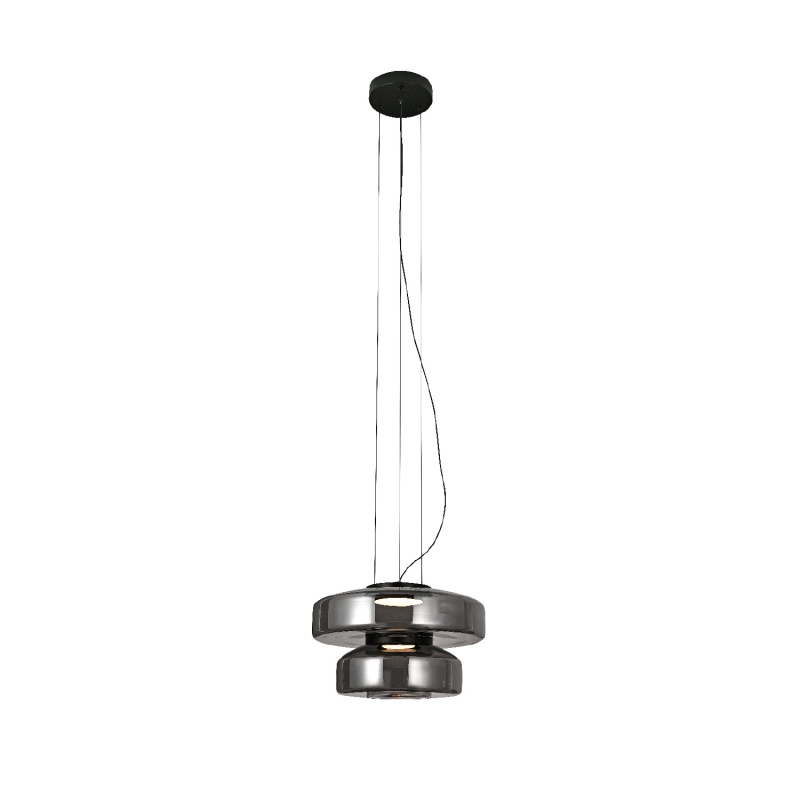 Aca Κρεμαστό Φωτιστικό HM25126SM Μαύρο Φιμέ Γυαλί Led 12W 3000K-4000K-6000K IP20 D35XH120cm (HM25126SM)