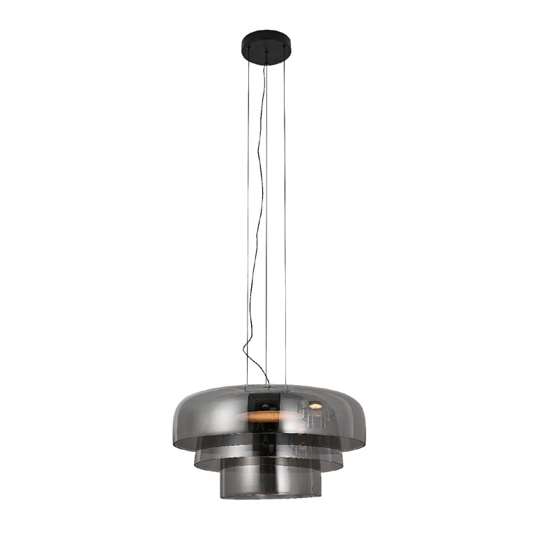 Aca Κρεμαστό Φωτιστικό HM25127SM Μαύρο Φιμέ Γυαλί Led 12W 3000K-4000K-6000K IP20 D42XH120cm (HM25127SM)