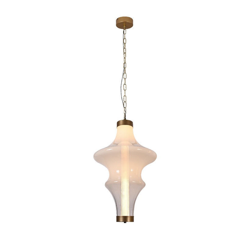 Aca Κρεμαστό Φωτιστικό HM25150WH Χρυσό Λευκό Γυαλί Led 18W 2700K-3000K-4000K IP20 D30XH120cm (HM25150WH)