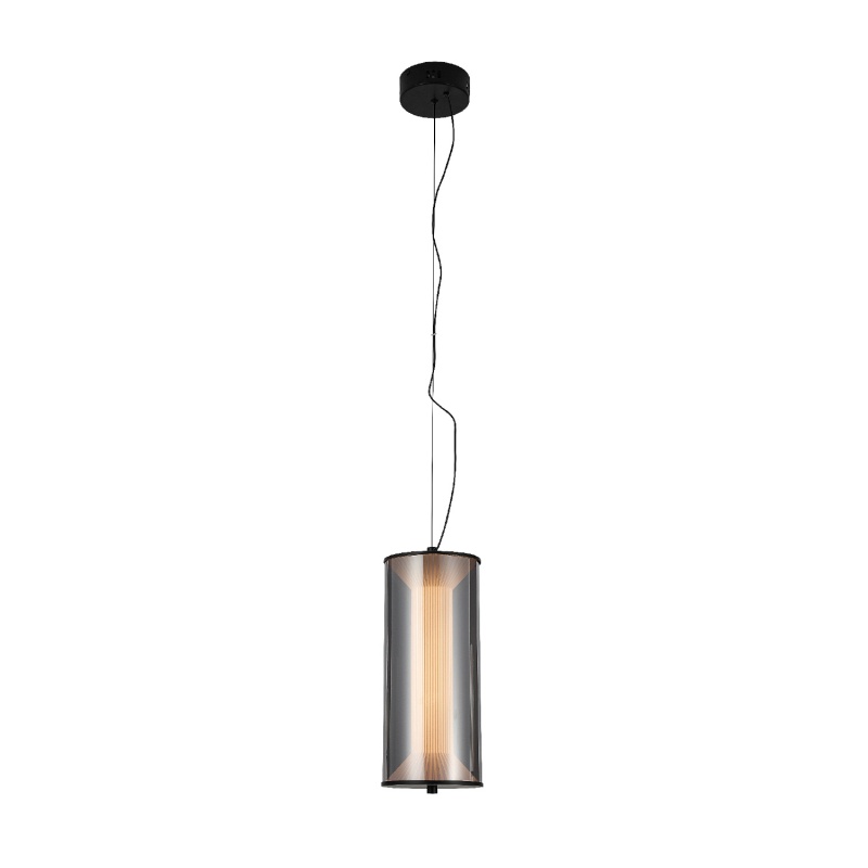 Aca Κρεμαστό Φωτιστικό HM250481SM Μαύρο Φιμέ Γυαλί Led 15W 2700K-3000K-4000K IP20 D15XH120cm (HM250481SM)