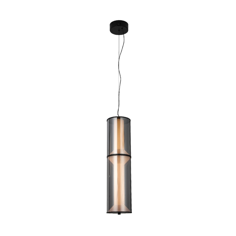 Aca Κρεμαστό Φωτιστικό HM250482SM Μαύρο Φιμέ Γυαλί Led 19W 2700K-3000K-4000K IP20 D15XH120cm (HM250482SM)
