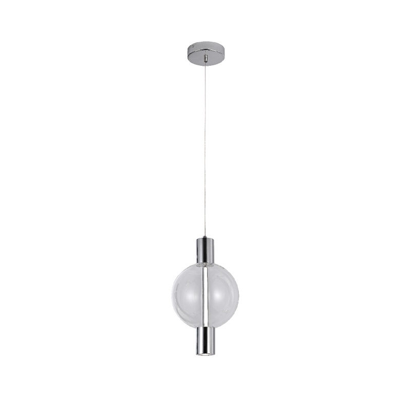 Aca Κρεμαστό Φωτιστικό HM25139SM Χρώμιο ΔΙΑΦΑΝΕΣ Led 5W + DOWNLIGHT 5W 3000K IP20 D20XH120cm (HM25139SM)