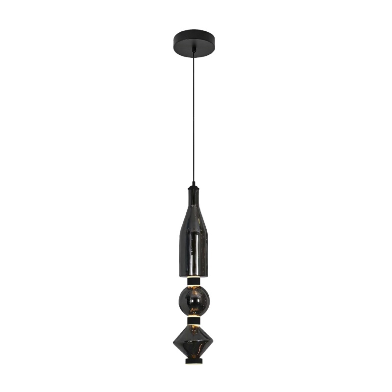 Aca Led Κρεμαστό Φωτιστικό Μαύρο Φιμέ Γυαλί 15W CCT (HM2503ABC)
