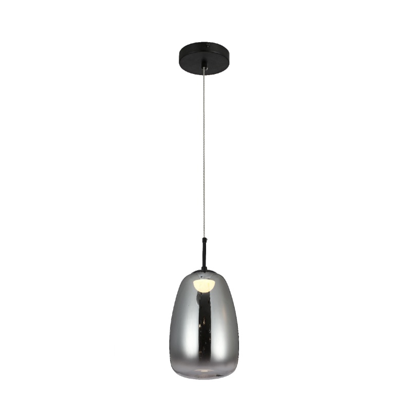 Aca Led Κρεμαστό Φωτιστικό Μαύρο Φιμέ Γυαλί 5W 3000K IP20 (HM2357B)