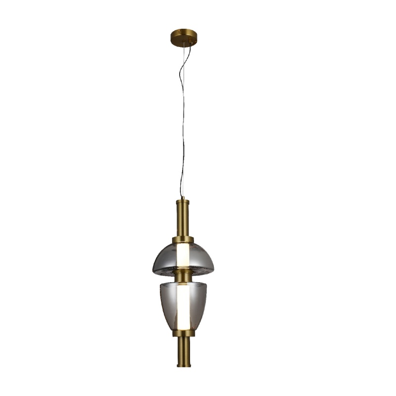 Aca Κρεμαστό Φωτιστικό HM24119A Χρυσό Φιμέ Γυαλί Led 15W 3000K-4000K-6000K IP20 D20XH120cm (HM24119A)