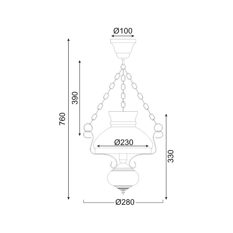 Aca Κρεμαστό Μεταλλικό - Ξύλο Φ28 1ΧΕ27 CHALET (DLA0411)