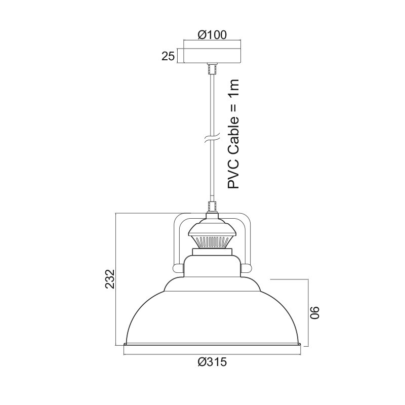 Aca ΜΕΤΑΛΛΙΚΗ Καμπάνα 1ΧΕ27 ΣΚΟΥΡΙΑ Φ31χΗ23cm GAIA (KS184331R)