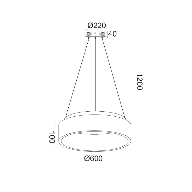 Aca Κρεμαστό Φωτιστικό Led 48W DImmER CCT 5350lm Μαύρο Μεταλλικό D60XH120cm APOLLO (BR81LEDP60BKCCTD) [ΠΑΡΑΓΩΓΗΣ]